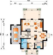Архітектурний проект 1,5-поверхового котеджу 200 m² з гаражем на 1 авто
