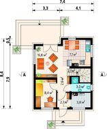 Мансардний будинок з габаритами 8 на 8