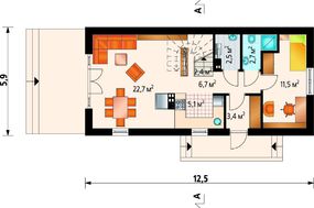 Проект будинку для вузької ділянки 12 на 6