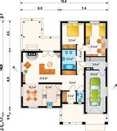 Одноповерховий особняк з великою вітальнею зоною