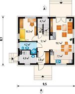 Будова мансардного типу з кухнею-студією