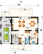 Архітектурний проект елегантного будиночка площею 140 m²