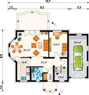 Компактний заміський котедж з мансардою і терасою