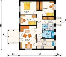 Чудовий будиночок з габаритами 9,5 на 13 м зі зручною терасою
