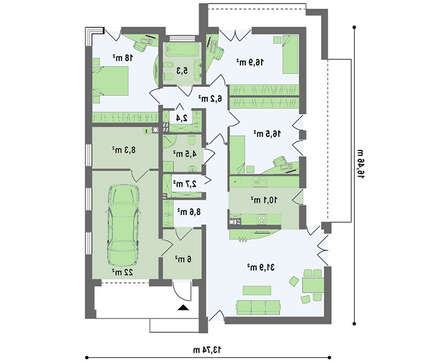 Сучасний одноповерховий котедж площею 177 м²