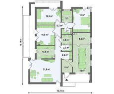 Сучасний одноповерховий котедж площею 177 м²