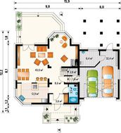 Сучасний котедж з гаражем на дві автівки та великою терасою