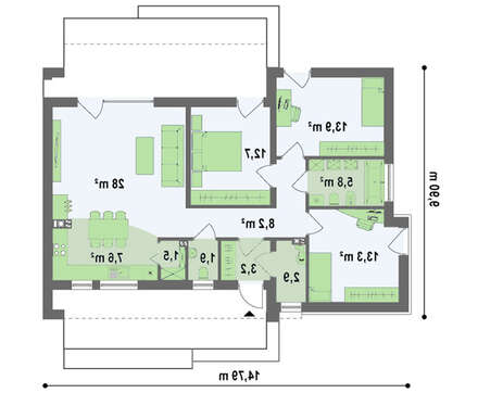 Проект одноповерхового будинку площею 100 кв.м.