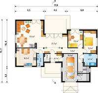 Проект заміського котеджу з невеликою площею 144 m²