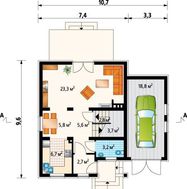 Архітектурний проект невеликої вілли з чотирма спальнями та просторим гаражем