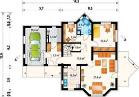 Унікальний проект котеджу з еркером та балконом