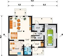 Проект невеликого котеджу з чотирма спальнями