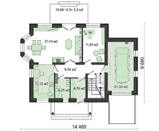 Проект заміського котеджу з мансардою та балконом