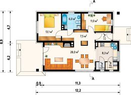 Проект одноповерхового будиночка для невеликої родини