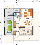 Компактний заміський будиночок з мансардою і гаражем