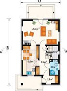 Невеликий заміський дім з верандою та балконом з дерева