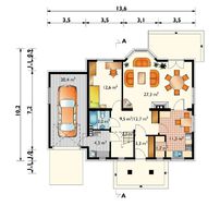 Проект великої заміської вілли з еркером та невеликою терасою
