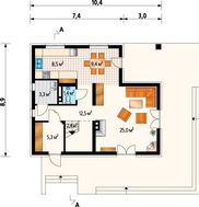 Невеликий заміський котедж з мансардним поверхом та терасою