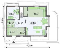 Проект класичного котеджу у світлих тонах площею 147 кв. з мансардою