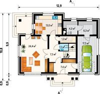 Заміський котедж з мансардним поверхом та площею 180 m²