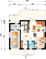 Чудовий проект котеджу 180 m² з мансардою та гаражем на одну машину