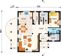 Проект будинку Г-подібної форми з мансардою