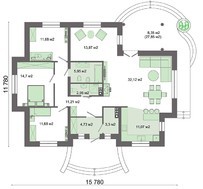 1 поверховий будинок з многоскатной дахом