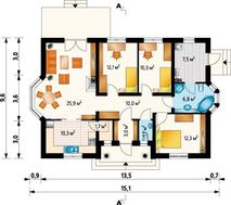 Проект 1 поверхового котеджу з еркером