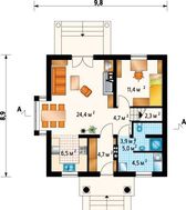 Традиційний проект невеликого особнячка з мансардою 9 на 10