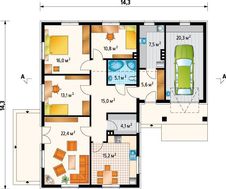 Одноповерхова житлова будова площею 100 квадратів з гаражем