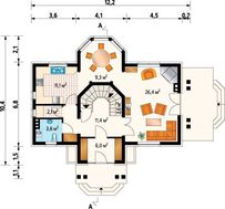 Двоповерхова сучасна будівля святкового вигляду