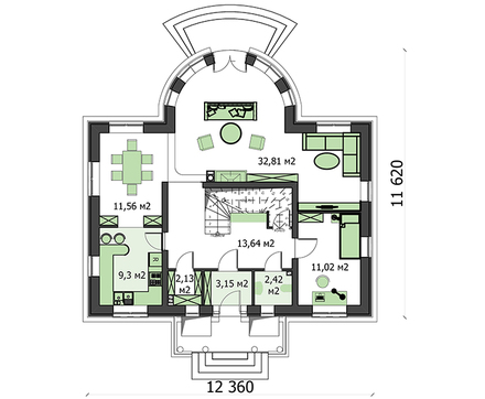 Помпезна житлова будова на два поверхи