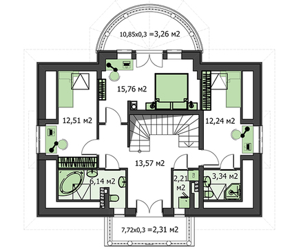 Помпезна житлова будова на два поверхи