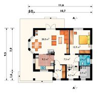 Житловий будинок на 125м2 житлової площі під двосхилим дахом