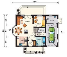 Проект для будівництва затишного мансардного будинку 170 m² з еркером