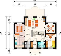 Привабливий житловий будинок на три балкона з цокольним поверхом