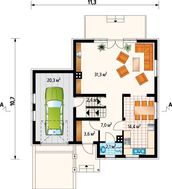 Стильний житловий будинок з поєднаною їдальнею - кухнею