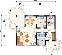 Милий будинок з напівкруглими терасами