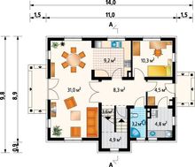 Елегантний проект будинку з мансардою понад 150 m²
