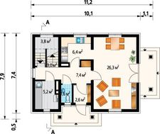 Проект котеджу з красивим балкончиком 8 на 10