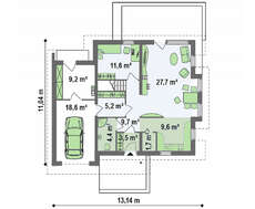 Проект котеджу з мансардою площею 198 кв.
