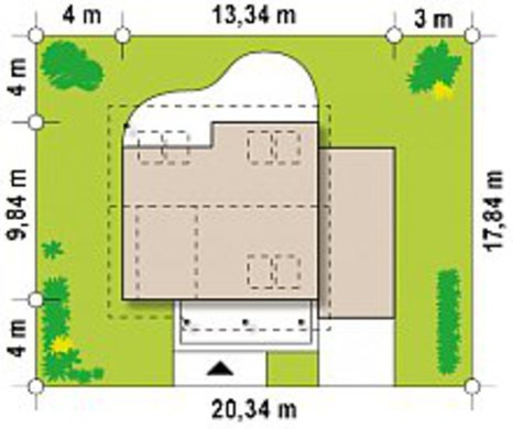 Проект двоповерхового будинку площею 151 кв. м з великою терасою