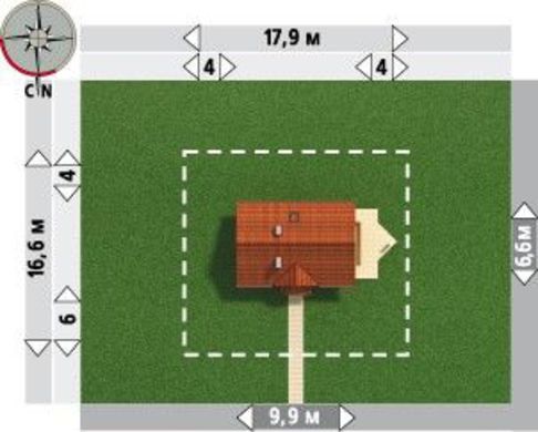 План невеликого житлового будинку з трьома спальнями